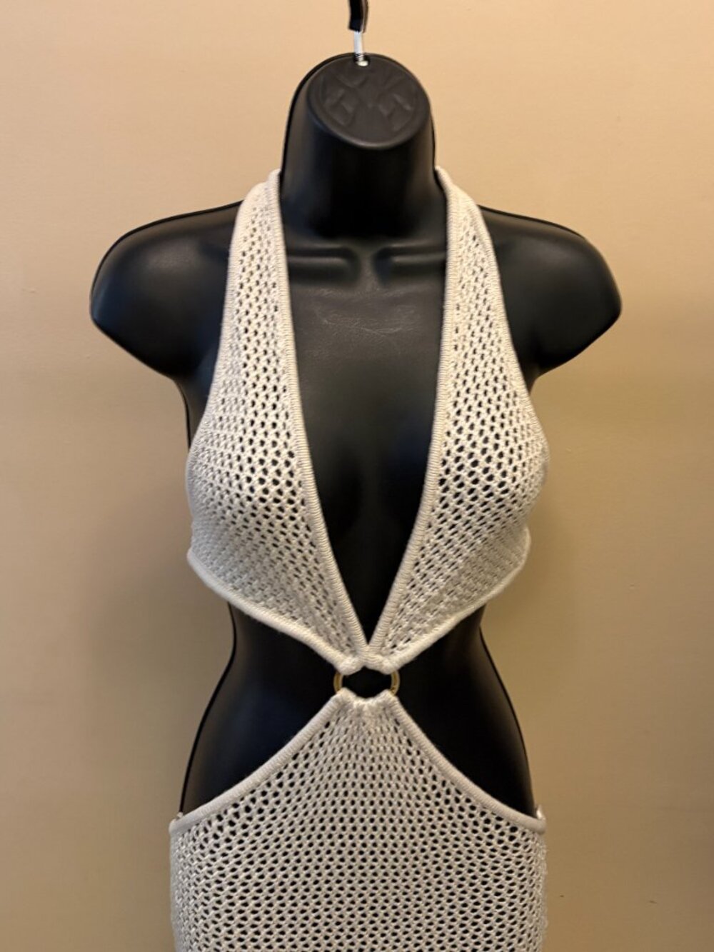 New VS Beachwear Crochet Plunge Cut-Out Midi Dress Size M - Picture 3 of 16